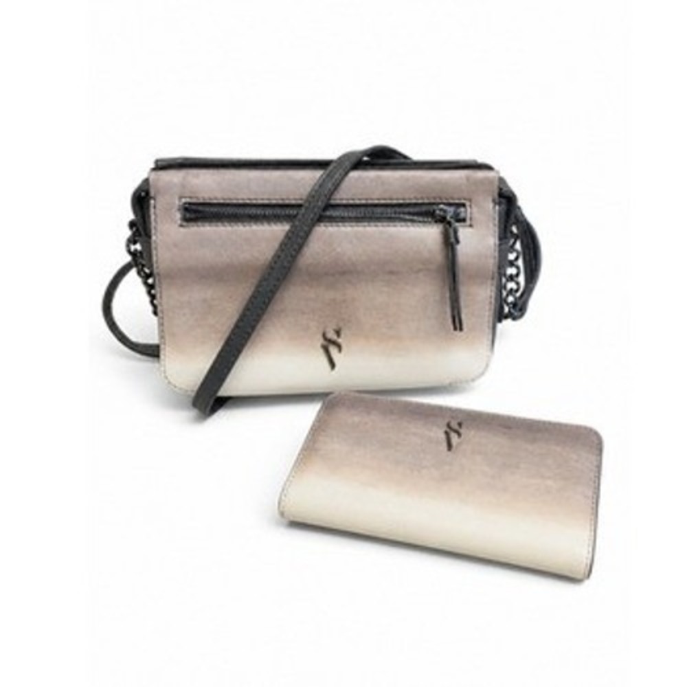 Simply Vera Vera Wang Crossbody Bag Wallet Set Womens Medium Gray Ombre Chain